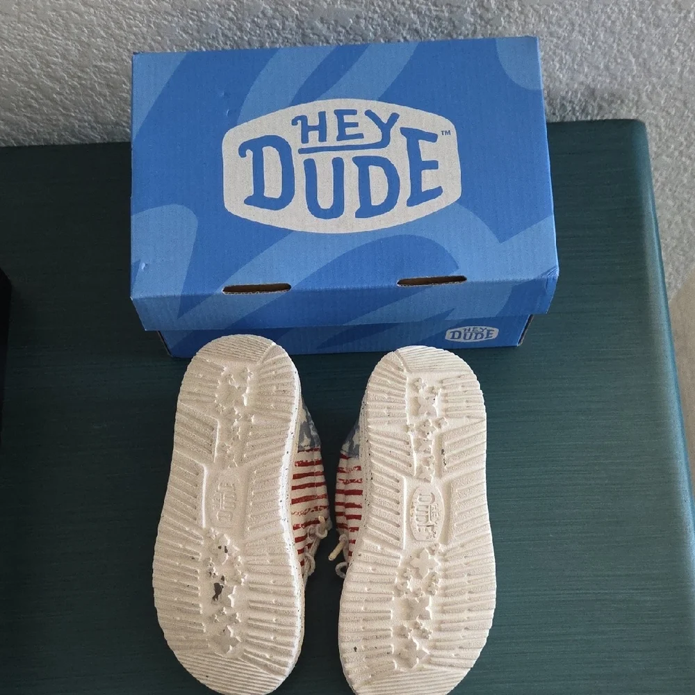 Hey Dude Kids Americana Slip-On Moccasins in Red, White & Blue